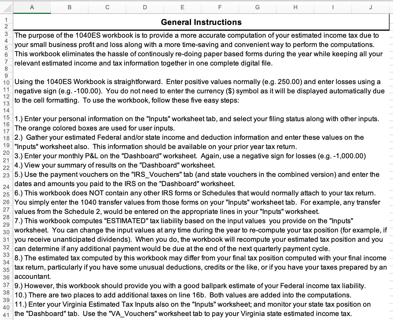 1040-ES Excel Calculator 2026 | Estimated Tax Spreadsheet